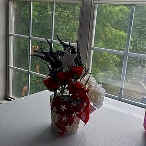 Red, white, and blue Hydrangea